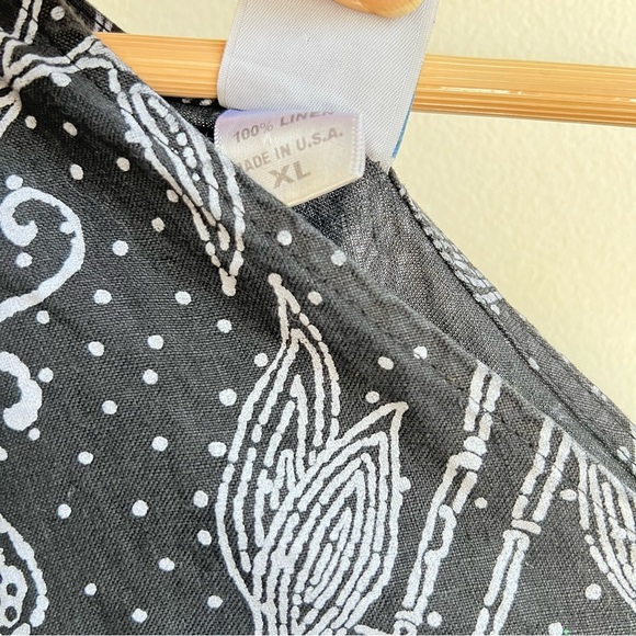 Sunny Side up women's 100% linen Tropical Floral Print Smocked waist Dress SZ XL - Picture 8 of 8